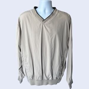 Cabela's L Vintage Wilderness Pullover Tan V-Neck Windbreaker 90s Outdoor